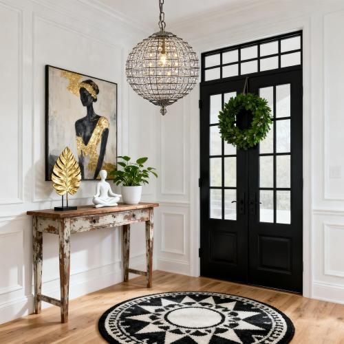 Macarena Gold Vintage Crystal Globe Chandelier 12 Round Antique Bronze Retro Pendant Hanging Light Fixture for Dining Room Kitchen Island Bedroom Hallway Entryway Foyer Bathroom Closet