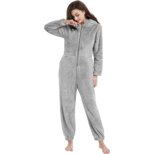 Flygo Womens Onesies Pajamas One Piece Hooded Adult Pajama Jumpsuit Winter Fuzzy Sleepwear