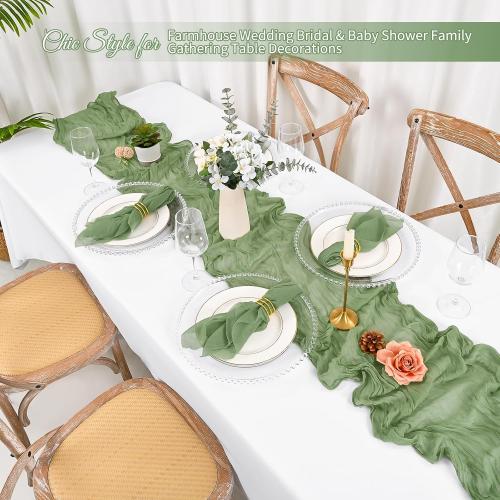100 Pack Sage Green Napkins Cheesecloth Napkins 20x20 Inch Rustic Boho Gauze Napkin Cloth Bulk Washable Dinner Table Napkin for Wedding Party Bridal Baby Shower Table Decor(Sage Green)