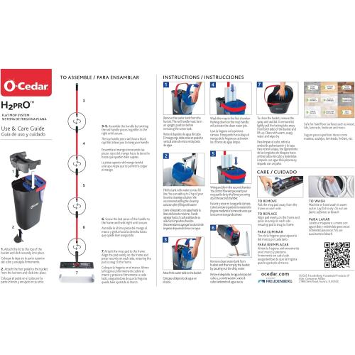 O-Cedar H2prO Flat Mop System | Quick Cleaning Tool | Clean with Water | Machine Washable Reusable Microfiber Mop Pad | Safe on Wood Floors, Vinyl, Tile, Baseboards, Walls