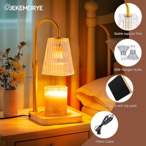 Candle Warmer Lamp Timer Adjustable - Height Wax Melt Electric Light Warming Dimmable Top Melter Heater for Melting Heating Small Jar Candles Gifts Women Mom Birthday Home Desk Decor with 2 Bulbs