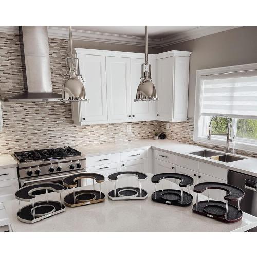 2-Tier Spice Rack Organizer for Cabinet | Rotating Lazy Susan Spice Organizer Holds 40 Spice Jars | Countertop & Pantry Spice Shelf for Kitchen Organization & Storage (White)