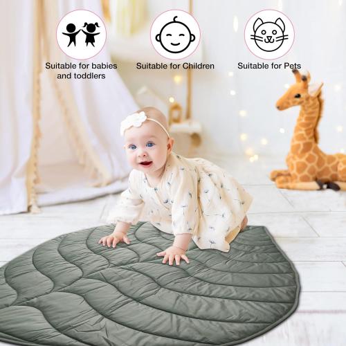 Baby Mat For Floor, Baby Play Mats For Floor, Tummy Time Mat, 100% Cotton Premium Leaf Mat, Baby Floor Mats For Crawling, Play Mat for Baby, Tummy Time Pillow, Machine Washable, Portable, and Compact
