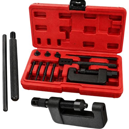 ABN Chain Breaker Tool Kit with Storage Case - 13 Piece Rivet and Roller Chain Link Removal Tool for 35 to 630 Motorcycle, Bike, ATV Chains