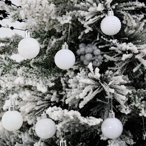 34ct White Mini Christmas Ball Ornaments Shatterproof Plastic Christmas Tree Decorations for Xmas Party Home Office Holiday Decor -Small Size (1.57/ 40mm)