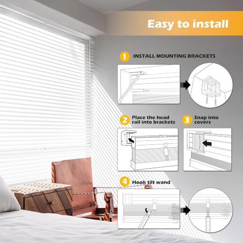 LazBlinds Cordless 1 Vinyl Mini Blinds for Indoor Windows - Light Filtering Horizontal Window Blinds & Shades, 34 W x 64 H, White