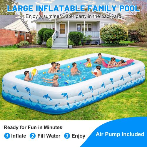 Extra Large Inflatable Swimming Pool – 165 x 76 x 22 Oversized Blow Up Pool for Adults, Big Family Backyard Pool with Pump, Thickened Kiddie Pool for Summer Water Party, Easy Set Up
