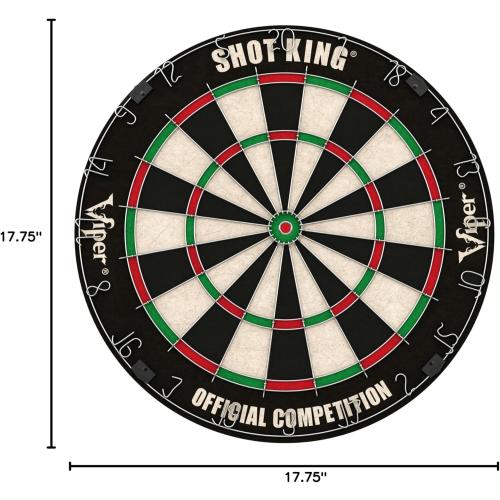 Viper by GLD Products Shot King Regulation Bristle Steel Tip Dartboard Set with Bullseye Metal Radial Spider Wire Compressed Sisal Board with Rotating Number Ring Includes 6 Darts Black