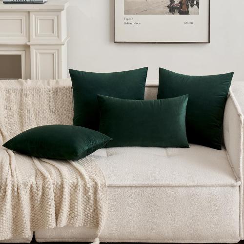 MIULEE Velvet Pillow Cover Soft Luxury Decorative Throw Pillow Cover Single Lumbar Rectangle Cushion Case Home Decor for Couch Sofa Bedroom Car,12x20 Inch Army Green