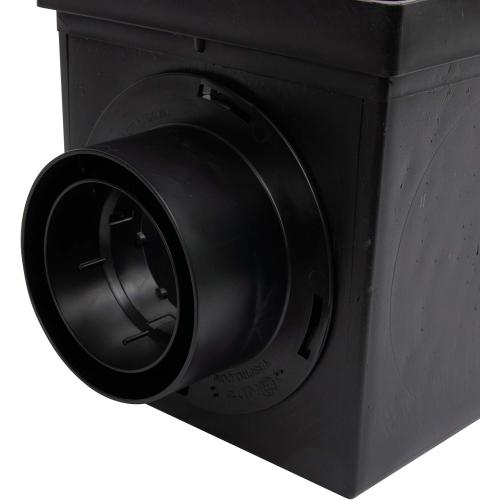 NDS 900BKITRTL1PK Square Catch Basin Drain Kit with 2-Opening Catch Basin Drain, 2 Adapters, 1 Outlet Plug, 1 Plastic Drain Grate, 9-Inch, for Lawns, Landscaped Areas, Black