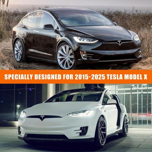 Color Black Waterproof Car Cover Replace for 2015-2025 Tesla Model X, All Weather Model X Covers with Zipper Door, Ventilated Mesh & Charging Port for Snow Rain Dust Hail Protection