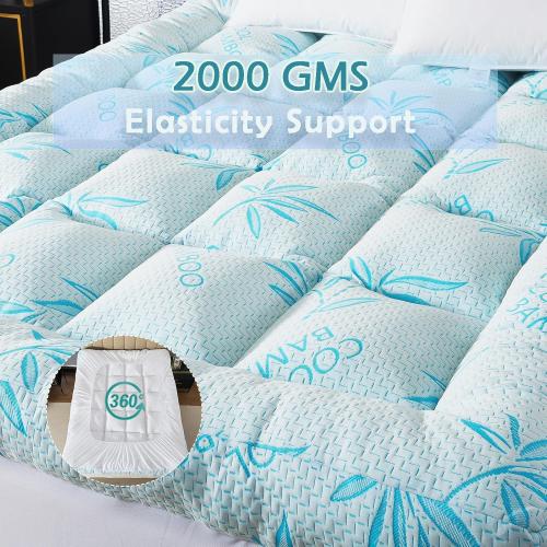 WhatsBedding 5 Inch Twin Mattress Topper Breathable Bamboo Viscose Air Layer,Memory Foam Mattress Topper Twin Size Blue.