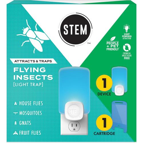 STEM Light Trap: Indoor Fruit Fly Trap, Effective Insect Control for Home, Attracts and Traps Flying Insects, Emits Soft Blue Light, Starter Kit with 1 Plug-In Device and 1 Cartridge