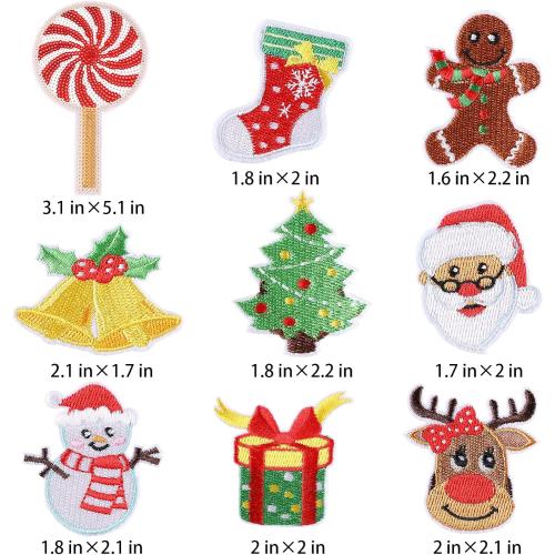 Lucleag 10PCS Christmas Embroidered Patches, Christmas Iron On Patch Embroidered, Santa Claus Snowman Xmas Tree Christmas Patches Sew on Iron on Embroidered for DIY Craft Xmas Clothing Decor Gifts