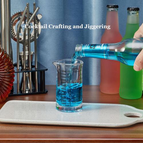 Ackers 4oz Glass Measuring Cup – Shot Glass with Ounce,Ml,Cups Markings for Kitchen & Bar(Pack of 2)