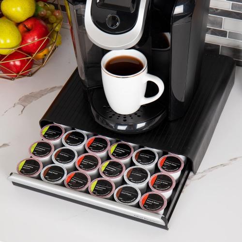 Mind Reader Single Serve Coffee Pod Drawer, 36 Pod Capacity, Countertop Organizer, Breakroom, 12.75L x 13W x 3H, Black