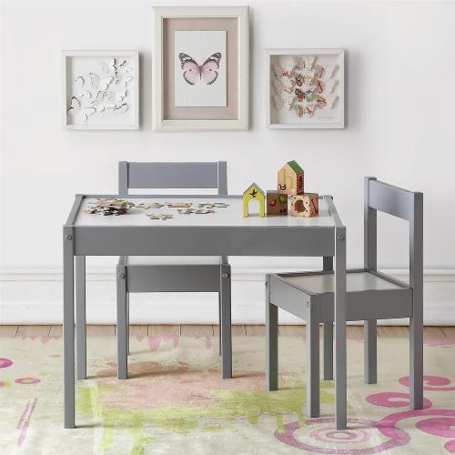 Baby Relax Hunter 3-Piece Kiddy Table & Chair Kids Set, Grey