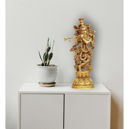 Size 21 eSplanade - Brass Radha Krishna - Big Size - Brass Radha Idol Statue Sculpture (21) (Krishna Antique)