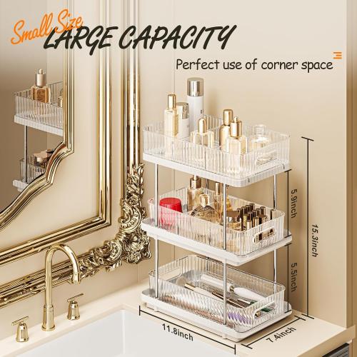 ESTHELLO 3-Tier Bathroom Counter Organizer: Vertical Storage Design for Crowded Counters, Vanity Organizer, Multi-Functional Organization, Lvory White