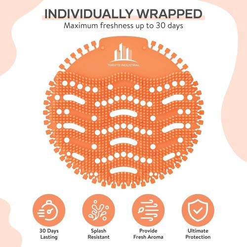 Urinal Cakes Screen Mats Deodorizer/Odor Eliminator, Air Freshener With Splash Guard - Essential School, Office, Restaurants Restroom Cleaning Supplies - 20 Pack (10 Ocean Blue   10 Tangerine Orange)