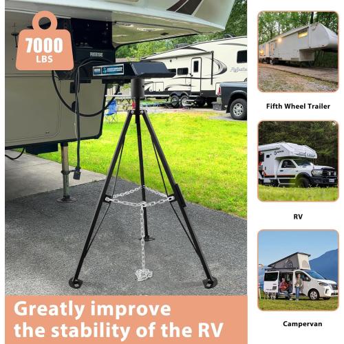 Gooseneck Tripod Stabilizer for 5th Wheel or Trailer, Adjustable Stabilizer with 7500lb Load Capacity, Tripod Jack for Fifth-Wheel Trailers, RVs, and Campers