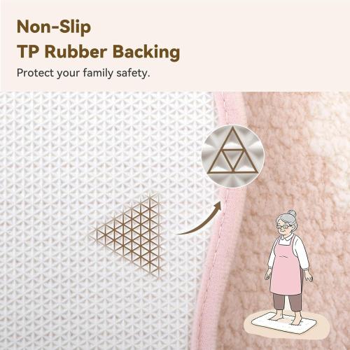 GRANNY SAYS Cute Floral Bathroom Rugs 16 x 24,Non-Slip Flower Beige Bath Mats for Bathroom, Plush Shag Absorbent Microfiber Ultra Soft Bath Mat, Washable Rug for Tub, Shower, Bedroom，Pink