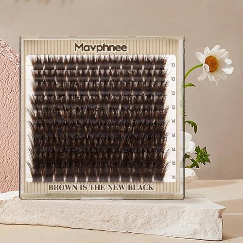 Brown Eyelash Clusters Wispy Volume Cluster Lashes Faux Mink Lash Clusters Fluffy Cluster Eyelash Extensions Thick Lash Extensions Dark Brown Individual Lashes Clusters (108PCS, CC Curve, 10-16MM)