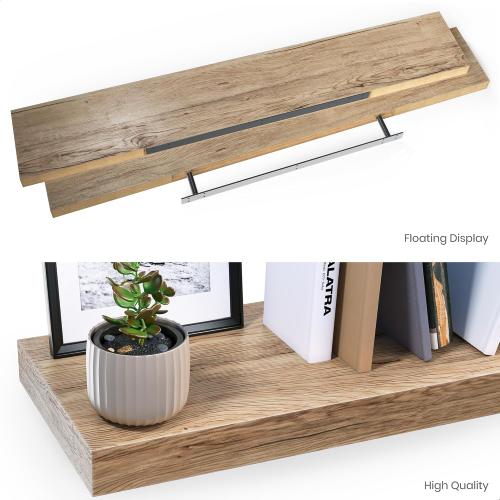 Ballucci Floating Shelves for Wall, 48 Wood Wall Shelf Set of 2, with Invisible Brackets for Bathroom, Living Room, Bedroom, Kitchen, Nursery, 8 Deep, Oak Finish