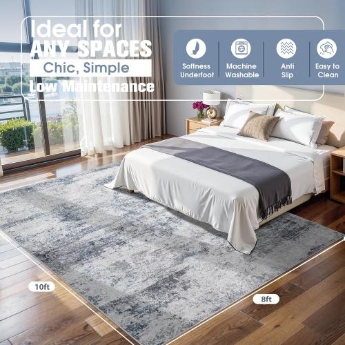 Area Rugs for Living Room Rug Washable: Abstract Large Rug for Dining Room Bedroom Carpet Non Slip  Indoor Modern Nursery Home Office Blue Grey‼️light dirt and good condition‼️