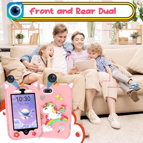 ele ELEOPTION 4G Smart Phone for Kids Toys with SIM Card, Touchscreen Toy Phone Interactive GPS Cell Phone for 3 4 5 6 7 8 9 10 Year Old Girls Boys Christmas Birthday Calling Smartphone Gifts Pink
