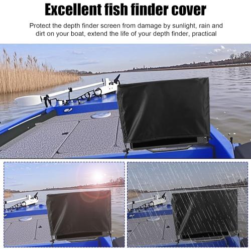 Fish Finder Cover for Lowrance Humminbird 12-Inch Fishfinder, Waterproof 210D Oxford Fabric Depth Protector Cover Accessories with Silver Coating & Drawstring to Protect Screen and Device
