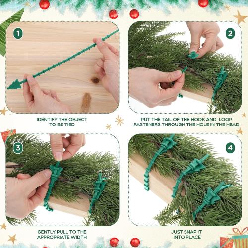 Zhengmy 60 Pcs Christmas Silicone Garland Ties for Banister 12 Stretchable to 24 Reusable Holiday Flexible Garland Hanger Ties for Christmas Banister Railing Stairs Craft Wrapping Lamp Posts Decor