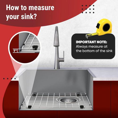 2 Pack Sink Protectors for Kitchen Sink, 14.37'' x 12.5'' Stainless Steel Grate With Rear Drain Hole