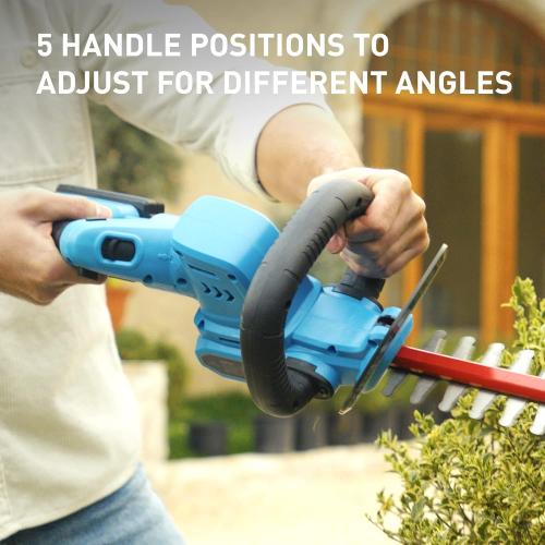 Cordless Hedge Trimmer, 20V / 2.0Ah Electric Bush Trimmer with 22 Dual-Action Blades, 3/4 Cutting Capacity, Shrub Trimmer Include Battery, Fast Charger and Safety Goggles