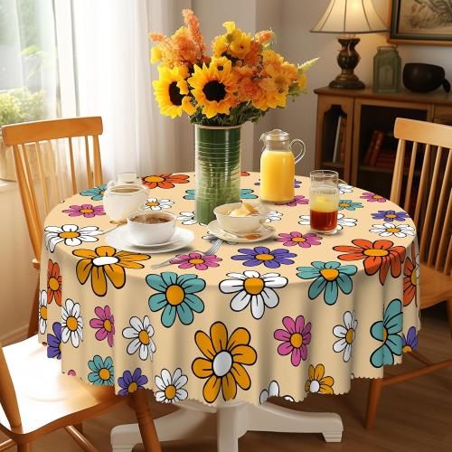 Eikione Round Tablecloth Wrinkle Free Table Cover Floral Tablecloth 70Inch