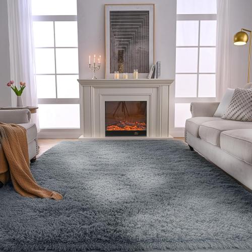 Fluffy Area Rugs for Bedroom 5x7: Shag Rugs for Bedroom - Living Room Area Rug 5x7 Grey Plush Fuzzy Soft Carpet - Teenage Room Dorm Decor Carpets