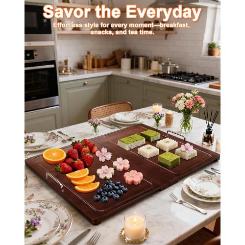 UTCG Noodle Board Stove Cover: 29.5×22 Inch Foldable Bamboo Stove Top Cover with Handles for Gas & Electric Stoves - Expand Counter Space - Serving Tray & Sink Cover for Kitchen Decorative