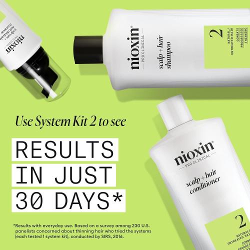 Nioxin System 2 Scalp   Hair Thickening Shampoo for Natural Hair with Progressed Thinning | Cleanse & Boost Hair Density with Niacinamide & Biotin
