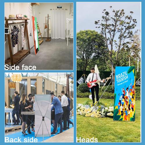 2 Pack X Frame Banner Stand Fits Any Banner Adjustable Size 23X63 to 32X78 with Portable Retractable Carrying Bag, Customize Stand for Trade Show Exhibition Market and Store Display, Silver