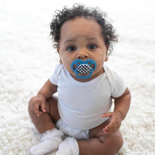 Dr. Brown's Advantage Glow-in-the-Dark Baby Pacifier, Fully Symmetrical Soother with Soft Silicone Bulb, Skateboard Snail-Blue Nature, 6-18m, BPA Free, 4 Pack