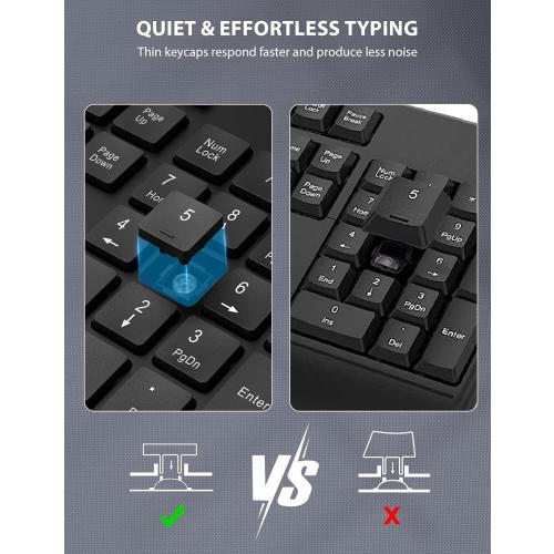 Wireless Keyboard and Mouse Combo - Full-Sized Ergonomic Keyboard with Wrist Rest, Phone Holder, Sleep Mode, Silent 2.4GHz Cordless Keyboard Mouse Combo for Computer, Laptop, PC, Mac, Windows -Trueque