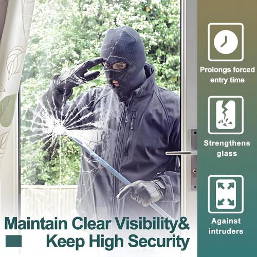4 Mil Clear Security and Safety Window Film Shatterproof Film for Glass Windows Anti Shatter Tempered Glass Cover Clings Film for Home and Office