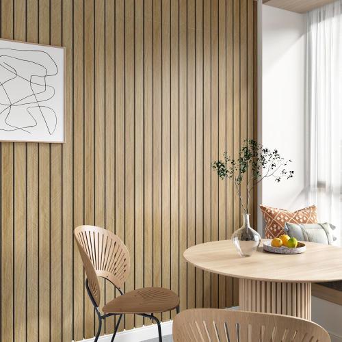 197x23.6 GRAY Wood Slat Wall Panels Self Adhesive Acoustic Slat Wall Paneling Peel and Stick Wood Panels Flexible Wooden Slats Wallpaper Roll for Interior Walls Decor Bedroom Living Room
