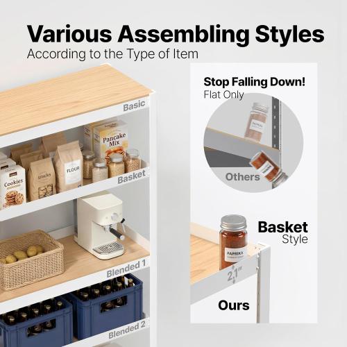HOMEDANT House 5 Tier 24.1 W Laminated Metal Shelving Unit Adjustable Storage Utility Rack Heavy Duty Shelves Organization Multipurpose Shelf Kitchen Garage Pantry Closet 1 Pack