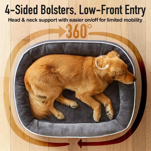 OhGeni Orthopedic Big Dog Couch Pet Sofa Cat Beds with Comfort Foam Support, Soft Comfortable Fabric, Machine Washable Waterproof Removable Cover, (Gray)