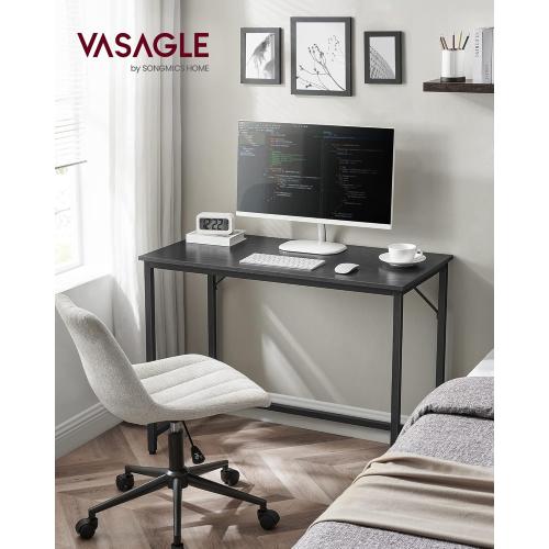 VASAGLE Computer Desk, Office Work Desk, 39.4 x 19.7 x 29.9 Inches, for Study, Bedroom, Home Office, Living Room, Ebony Black and Ink Black ULWD041B56