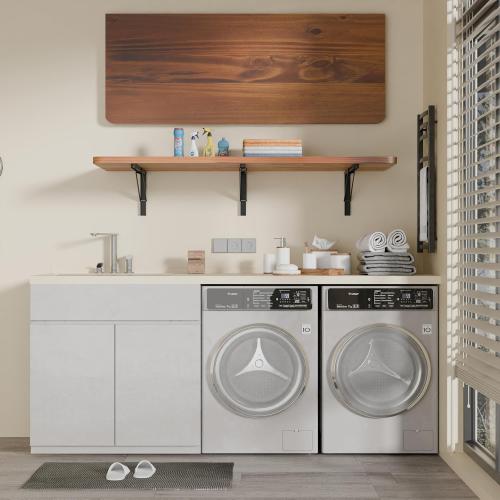 IAE Floating Wall Mounted Folding Table Desk with Pine Wood,55 x 22 Foldable Workbench,Fold Down Wall Mounted Foldable Desk with Shelf Brackets,Laundry Folding Table for Home,Dining,Kitchen,Teak