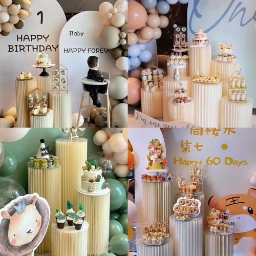 Cylinder Stands for Party 3Pcs Round Pedestal Stand Foldable Cardboard Columns Cylinder Tables for Parties Baby Shower Birthday Wedding Pillars Display Decoration