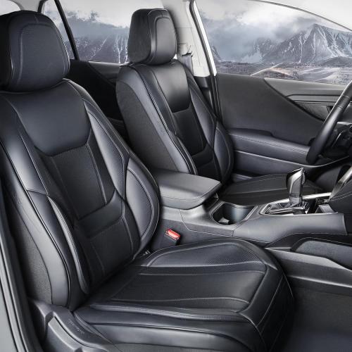 Coverland Custom Truck Car Seat Covers Front Seats for [2019-2026 RAM 2500, 3500 Crew Cab Front Bucket Seats Rear Whole Bench Seat] - Protector Water Resistant Leather Seat Cushion [Front-Black]