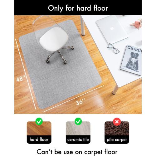 Office Chair Mat for Hardwood Floor Under Desk Computer Rolling Chair Mat for Wood/Tile Floor Non-Slip Heavy Duty Desk Rug PVC Plastic Hard Floor Protector 36 x 48 (Mist)